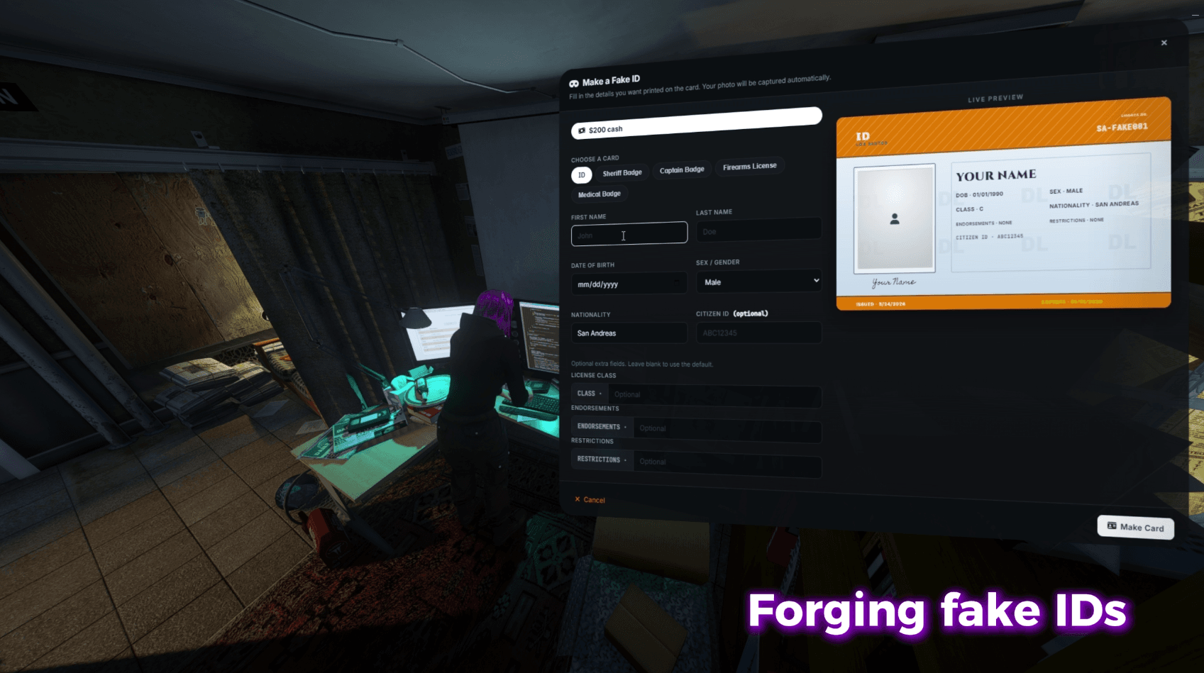 Back-alley forgery stations